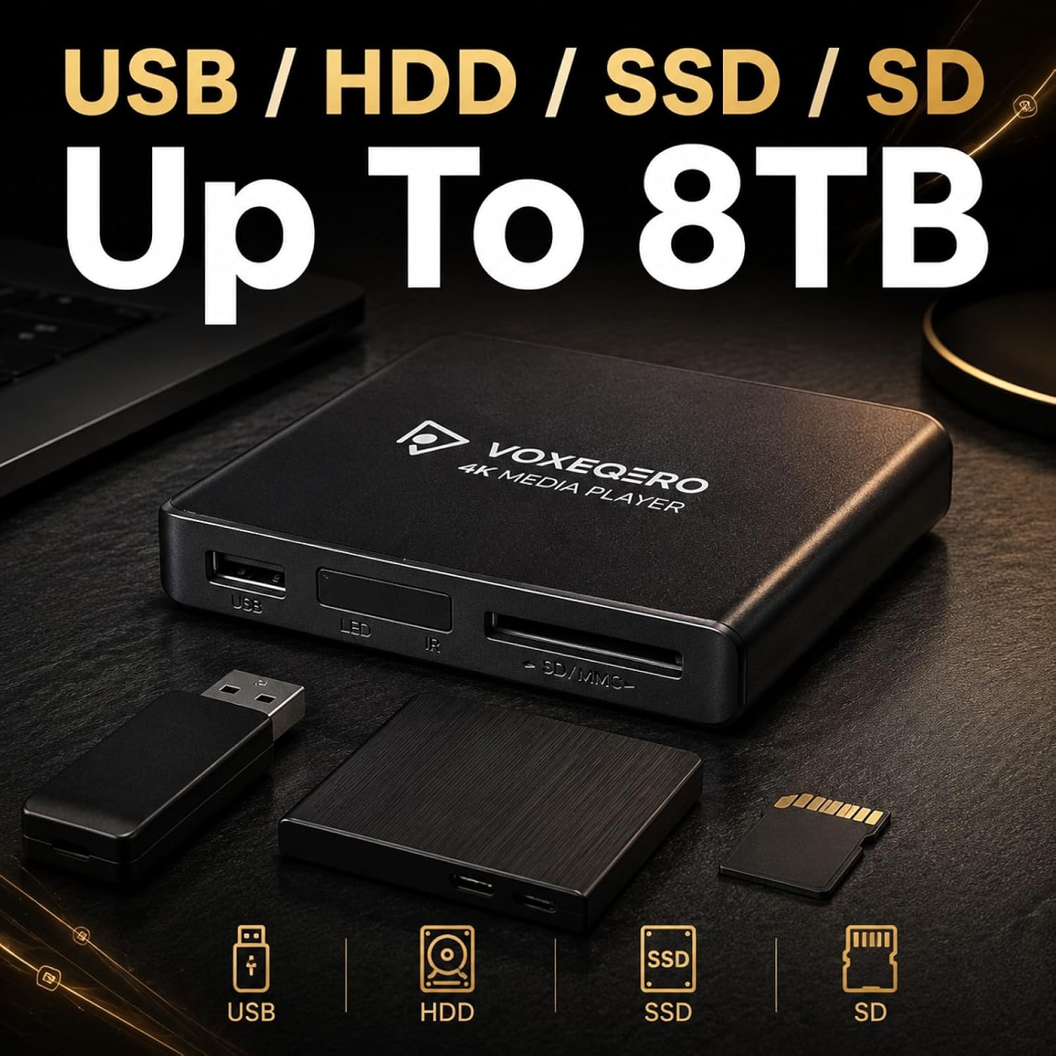 4K Media Player for TV, USB & SD Card Digital Signage, Auto Playback, Resume Play, HDMI & AV Output, No WiFi Needed, Supports H.265 HEVC MKV MP4 AVI MOV