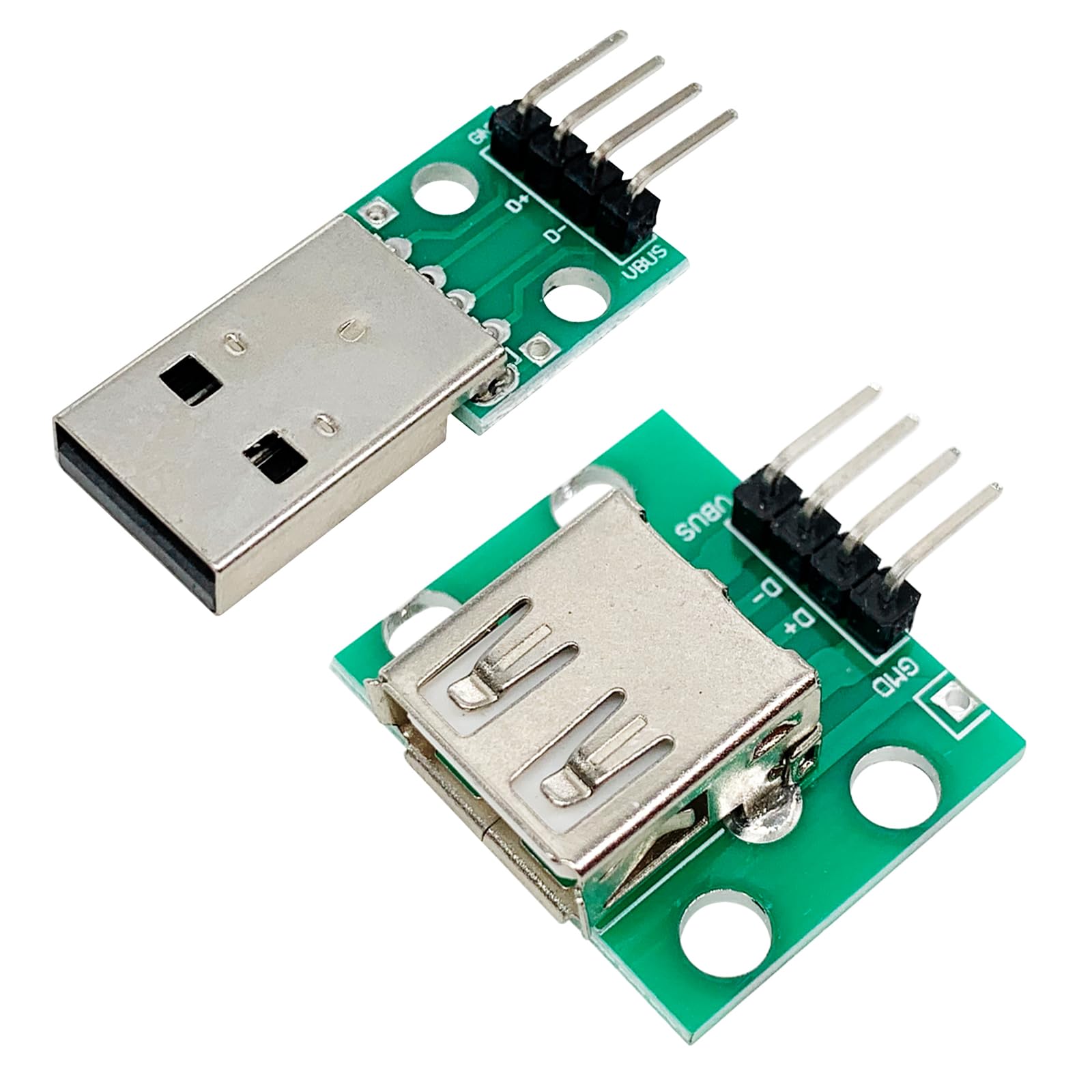 Cermant 10pcs USB2.0 Male and Female to DIP Converter Board with 4 Pin 2.54mm Pitch Adapter for DIY USB Power Supply Breadboard Design（5male and