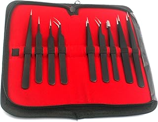 Precise Canada ESD Stainless Steel Tweezers Kit Precision Anti-Static Tools Set for Electronics Jewelry-Making Laboratory Work Hobbies