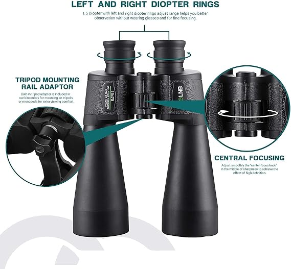 ESSLNB Giant Binoculars Astronomy 15X70 with Phone Adapter Tripod Adapter and Carrying Bag FMC Waterproof Binoculars for Adults Kids (Small)