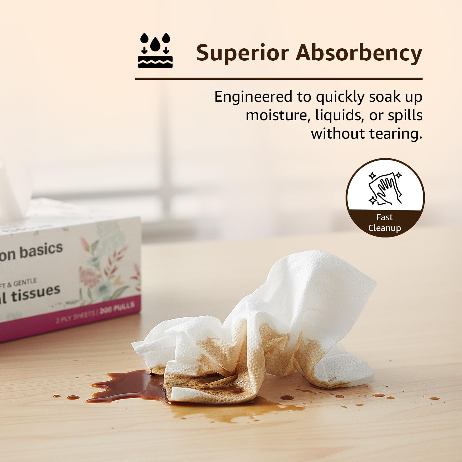 Amazon Basics 2 Ply Facial Tissue Box | 1200 Pulls | 200 Pulls X Pack of 6 | Home | Soft & Highly Absorbent Tissues 2