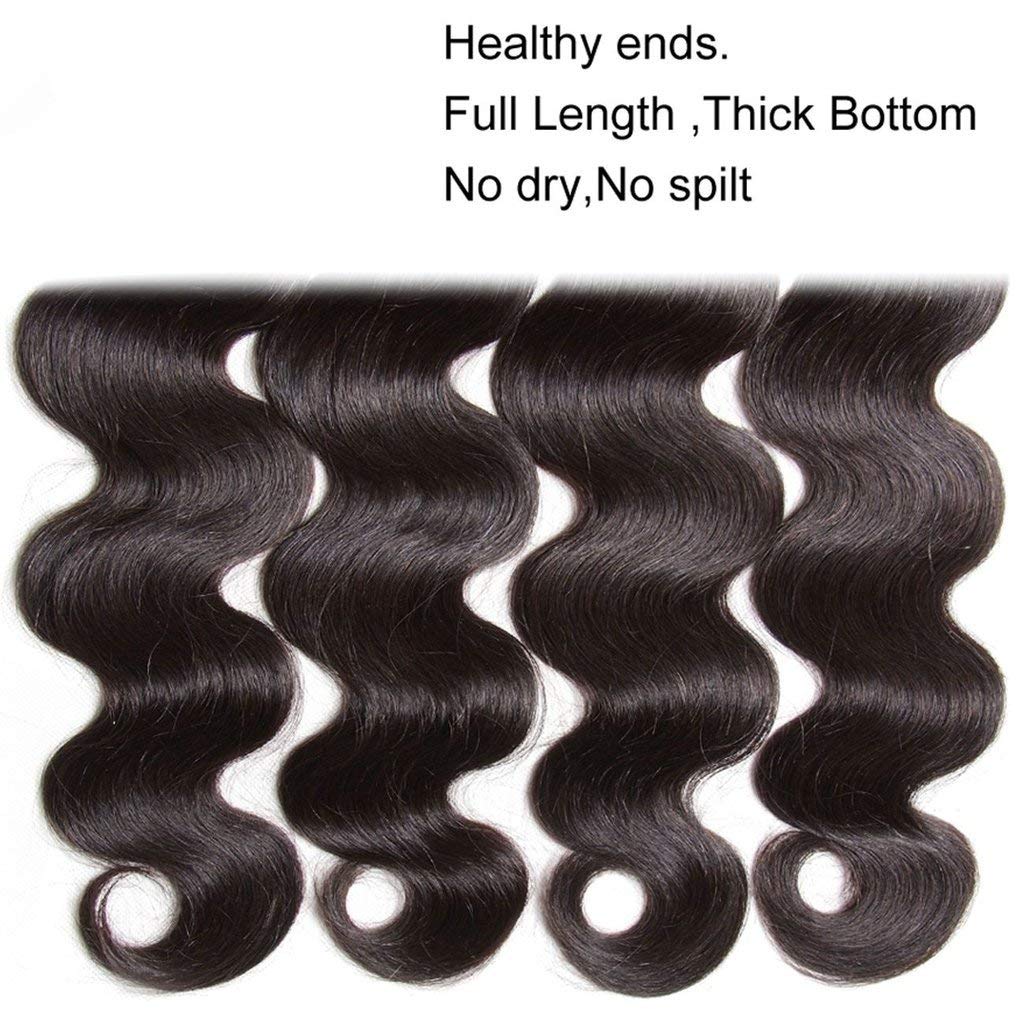 UNice Hair Icenu Series 8a Indian Body Wave Virgin Hair 3 Bundles, 100% Unprocessed Human Hair Extensions Weave Natural Color (18 20 22 inches)