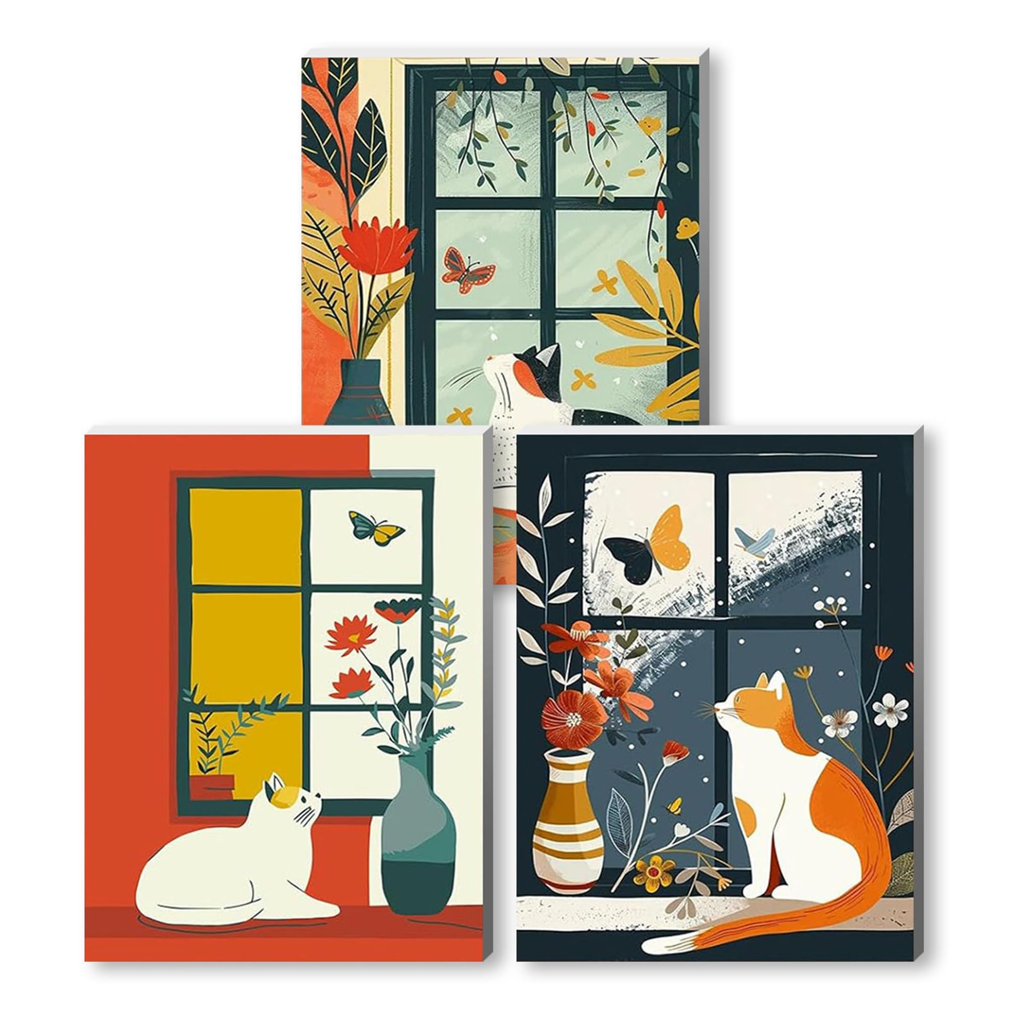 Nznanchu Cats3 Wooden Framed Adult Paint By Numbers Kits,Easy Painting By Number Kits On Canvas,Color By Numbers Acrylic Watercolor Gifts For Friends Home Wall Decor (Cats3)