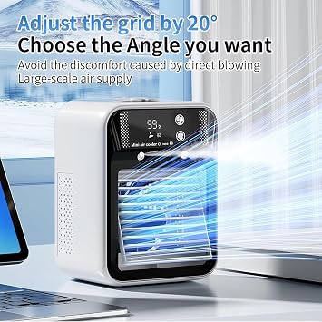 Glacier Breeze Ac Unit, Quiet Portable Air Conditioner With Humidifier Mist, 2/4h Timer 2 Speeds, Digital Display, 500ml Personal Evaporative Cooler, For Home, Bedroom, Office, And Outdoor [Energy Class A]
