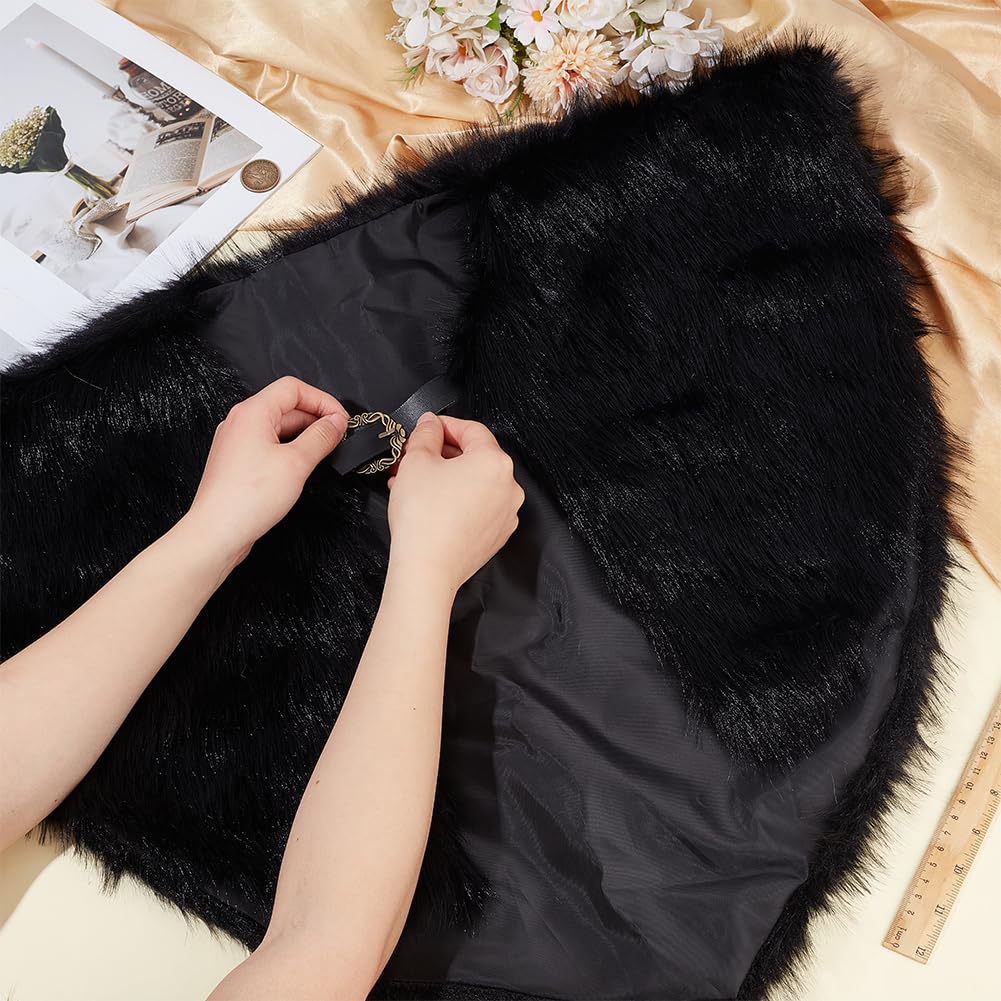BENECREAT Black Medieval Faux Fur Collar Shawl - Image 3