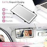 Vista 5 de SINGARO Espejo de tocador con visera solar para automóvil, espejo de maquillaje recargable con 60 LED, 3 modos de luz y control táctil regulable