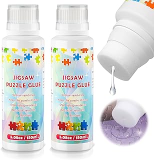 Puzzle Glue Clear with Sponge Head Design for Adults and Children, Jigsaw Puzzle Glue for 7500 Piece Puzzle, Water-Soluble Special Puzzle Glue Sheets Suitable for Paper, Wood 300 ML Puzzle Glue