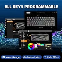 RK ROYAL KLUDGE RK61 RGB 60% Mechanikus Gaming Billentyűzet Wireless Bluetooth Kék Switch 4