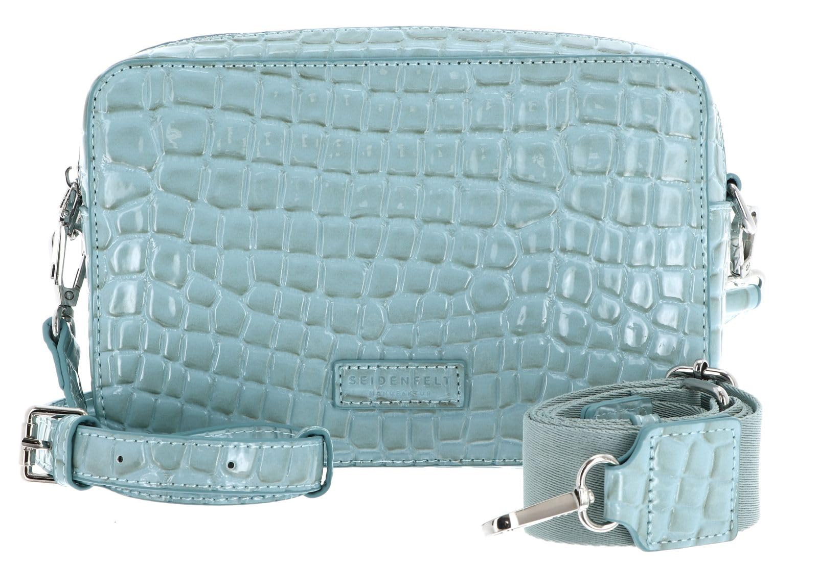 Sacoche camera bag compacte croco bleu pour ranger vos essentiels
