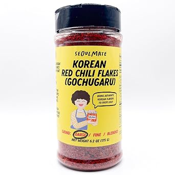 Seoulmate Korean Red Chili Flakes Gochugaru Coarse Grind | Authentic Korean Spice for Kimchi, Stews, Soups, BBQ & More | 6.2 oz 175g | Premium Sun-Dried Red Pepper Flakes