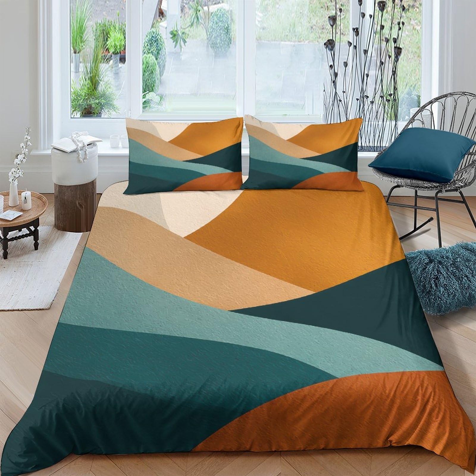 Ctjqhvkz Style-4 3D Printed Geometric Color Block Fitted Sheet Microfiber Soft Mattress Cover For Bedroom Dorm Room Decor Single（135X200cm）