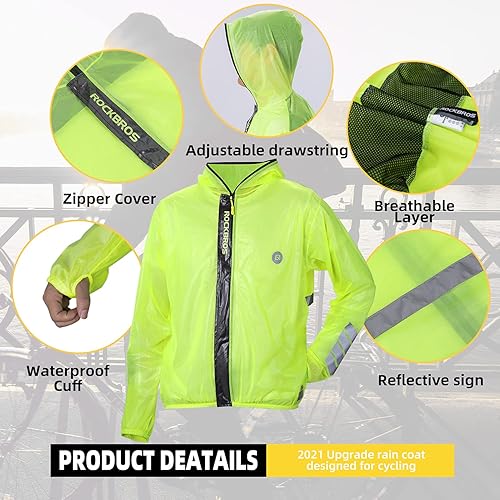 Miniatura 3 de ROCKBROS Chaqueta de lluvia de ciclismo para hombre, pantalones de ciclismo 100% impermeable, traje de ciclismo transpirable, pantalones para lluvia