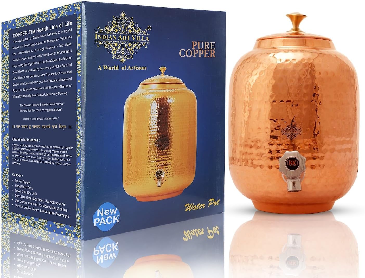 INDIAN ART VILLA Copper Carafes, Storage & Kitchenware, Health Benefits (Volume- 18 LTR, Water Carafes Without Stand)