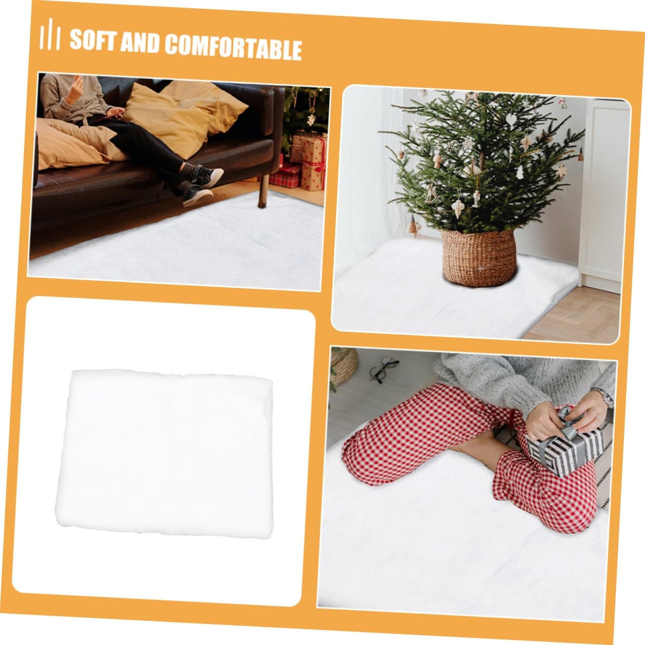 2pcs Artificial Snow Blanket for Christmas Decoration, Thick White Faux Snow Carpet 1.5x1m for Indoor Holiday Decor and Winter Village Display