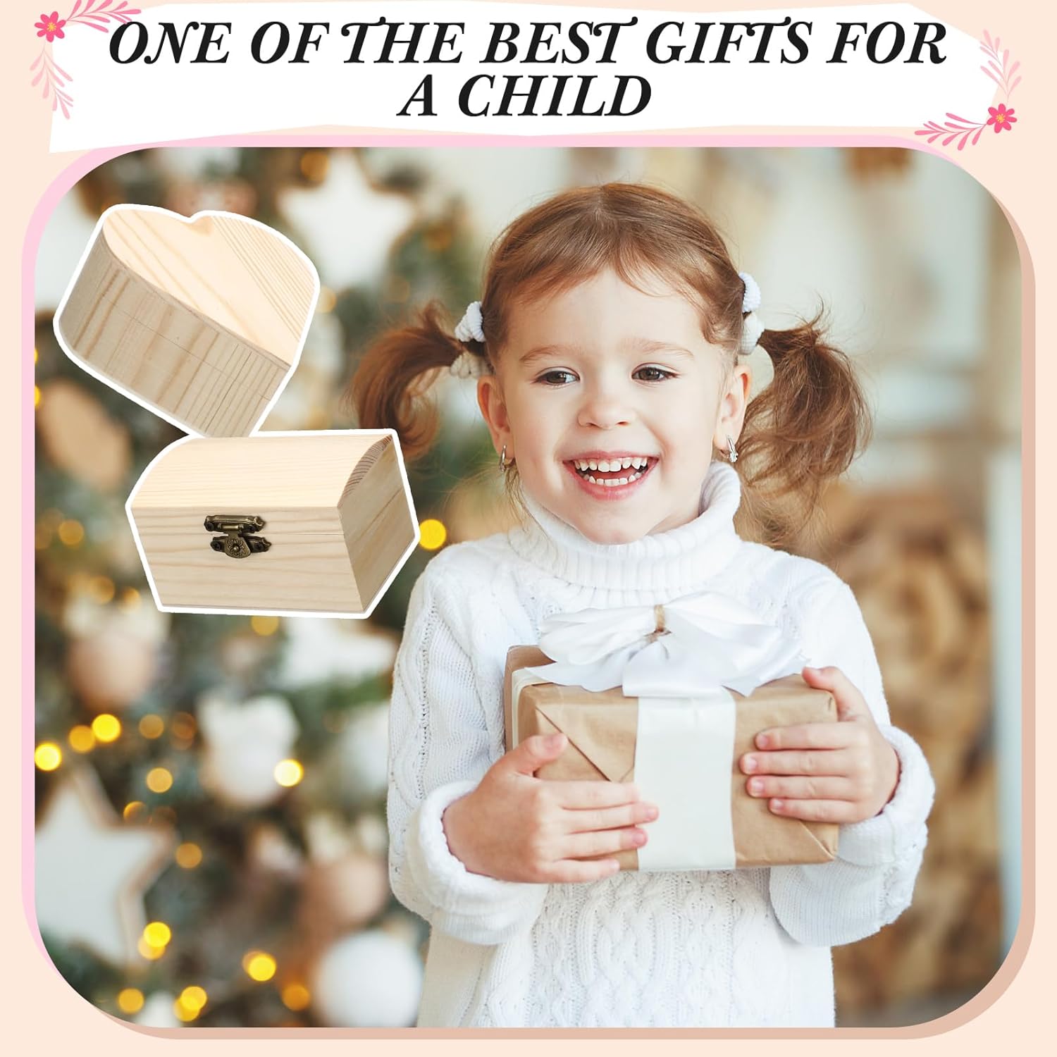 Kigley 6 Pack Paint Your Own Wooden Jewelry Box DIY Crafts Kits Heart Treasure Box Kit Unfinished Arts and Craft for Ages 3-12 Year Old Girls Boys Birthday Gifts Valentines Mother's Day Favors