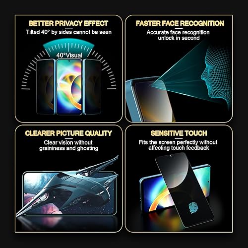 Miniatura 4 de AKABEILA Paquete de 3 protectores de pantalla de privacidad para Samsung Galaxy A14 5G vidrio de privacidad cobertura completa anti espía vidrio