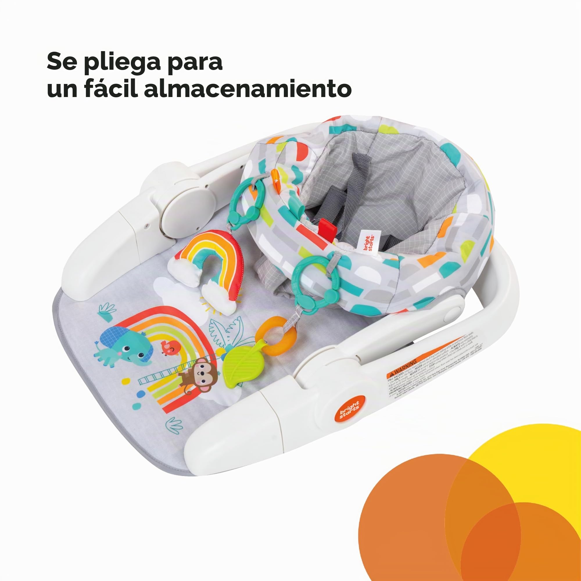 Bright Starts Learn-to-Sit - Asiento de suelo para bebé, 2 posiciones, silla portátil, incluye juguetes sensoriales, unisex, 4-12 meses
