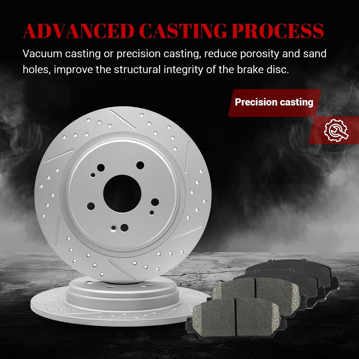 Front & Rear Drilled Slotted Rotors and Ceramic Disc Brake Pads Kit for Honda Cr-V 2017-2019, Cr-V 2020 1.5L Gas, Cr-V 2021 2002 2023 Gas
