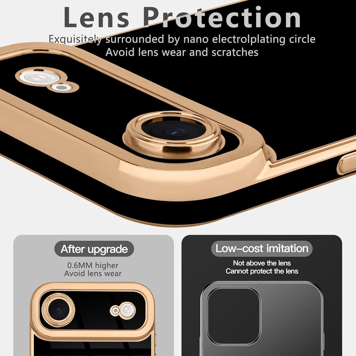 Lafunda Designed for iPhone Air Case Cute, Luxury Plating Case for Women Girls Elegant Gold Edge TPU Bumper Cover with Camera Protection Shockproof Silicone Phone Case for iPhone Air, Black - Image 3