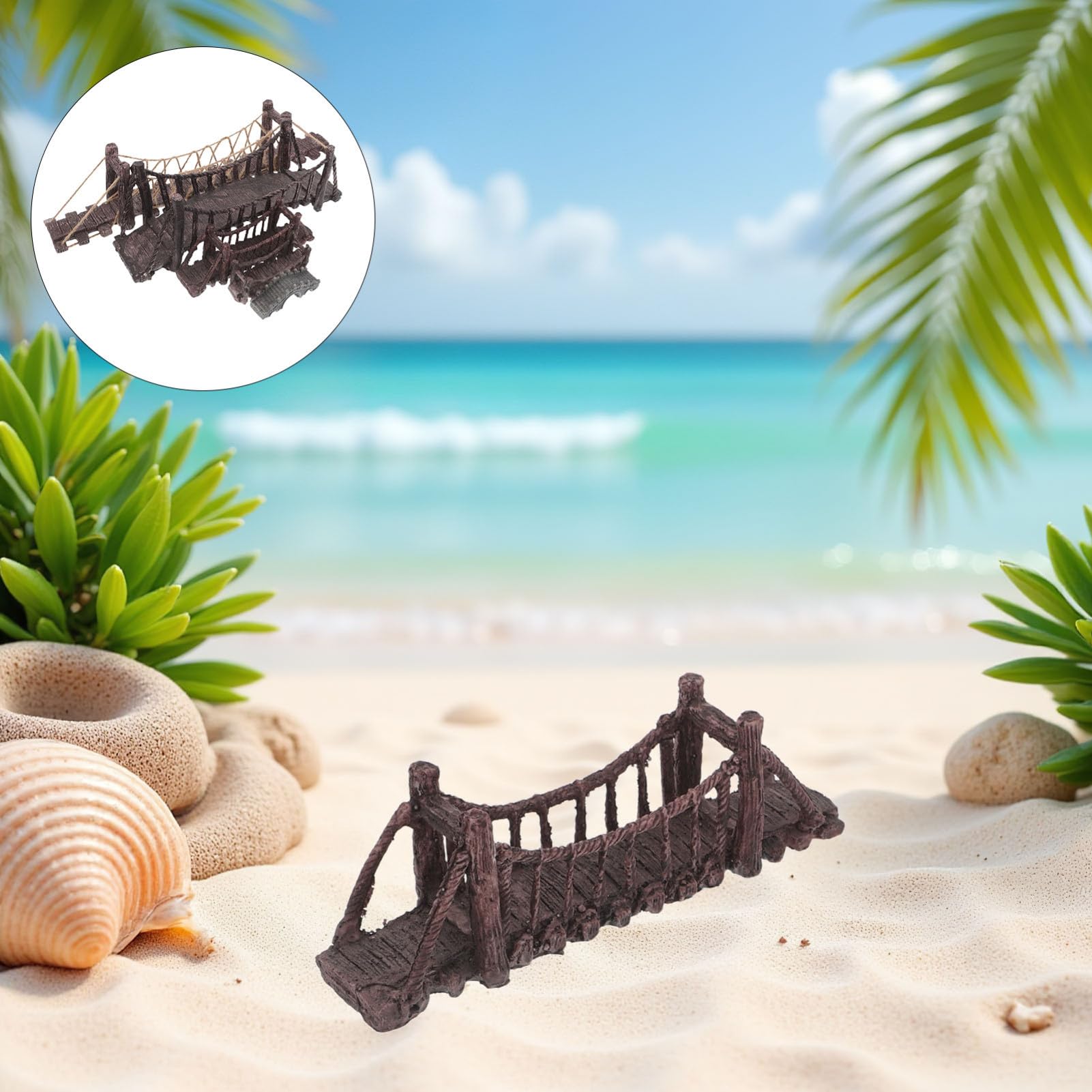 5 Pièces Mini Pont Suspendu Résine pour Jardin de Fées Accessoires Résistants à Eau pour Décoration Aquarium et Micro Paysage