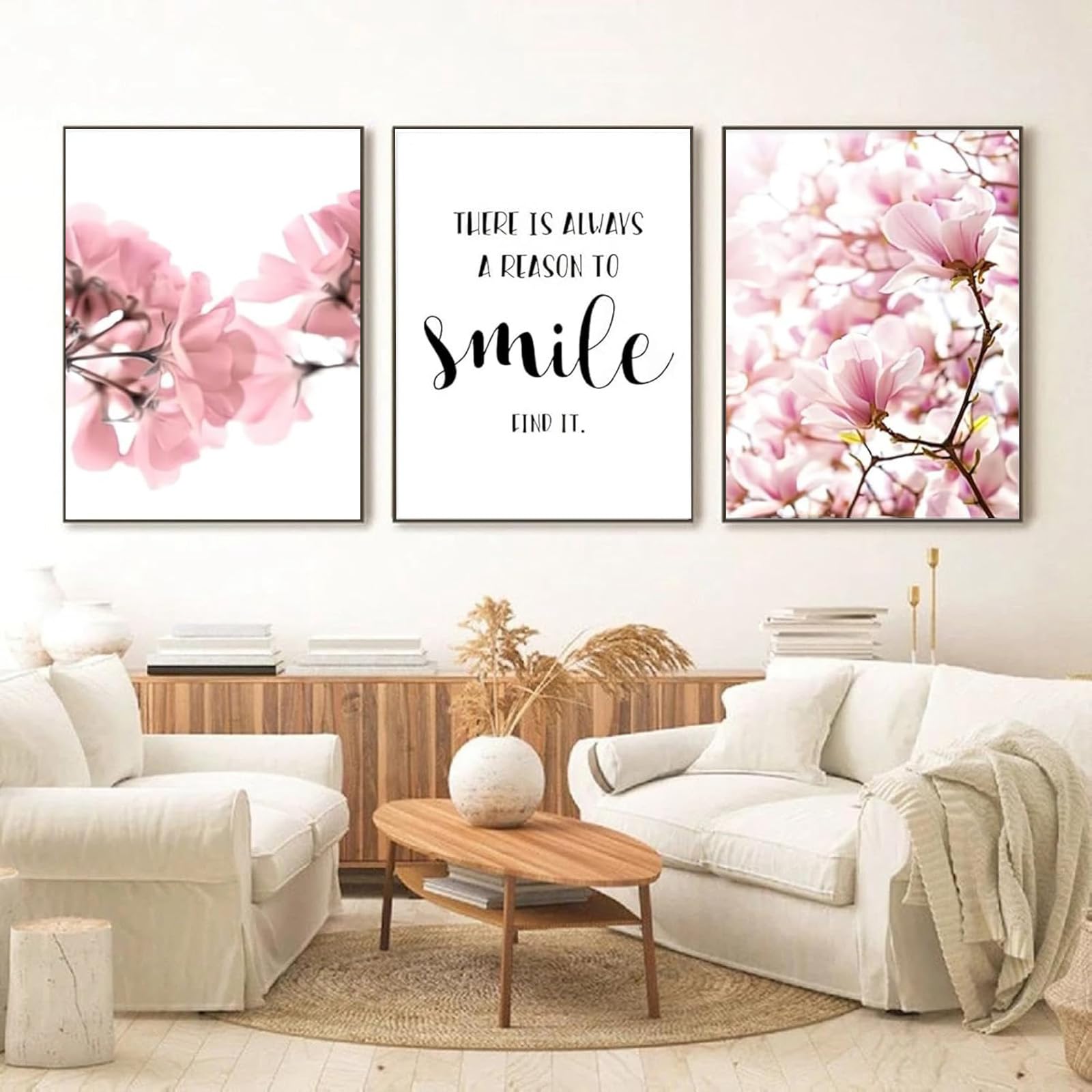 YLHKME Leinwand Malerei Blume Rosa Magnolie Bilder Kunstdruck Poster WandBilder,für Wohnzimmer Schlafzimmer Wohnkultur Deko