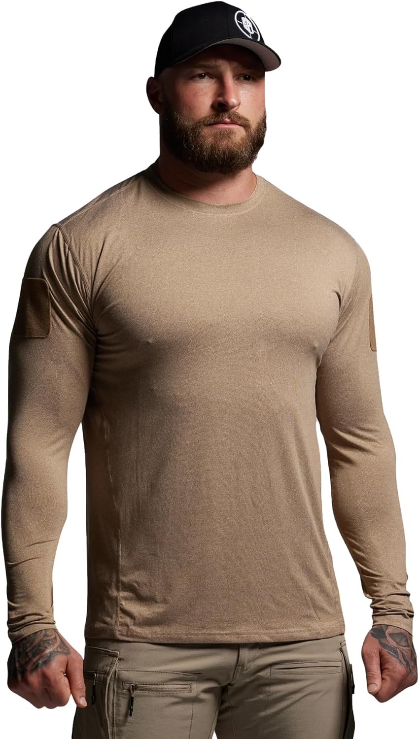 Born Primitive Men's Long Sleeve Range Shirt - Durable Breathable Soft Stretch Lightweight Quick-Drying w/Shoulder Patches