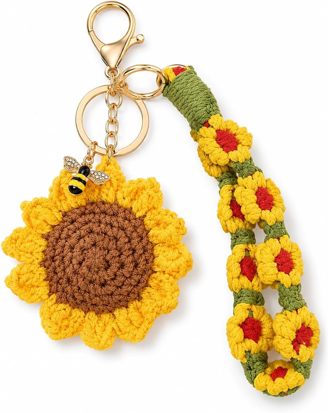 2PCS Sunflower Keychain, Sunflower Bag Charm with Bag Charm Accessories, Vibrant Sun Keychain for Everyday Use, Sunflower Keychain Bundle