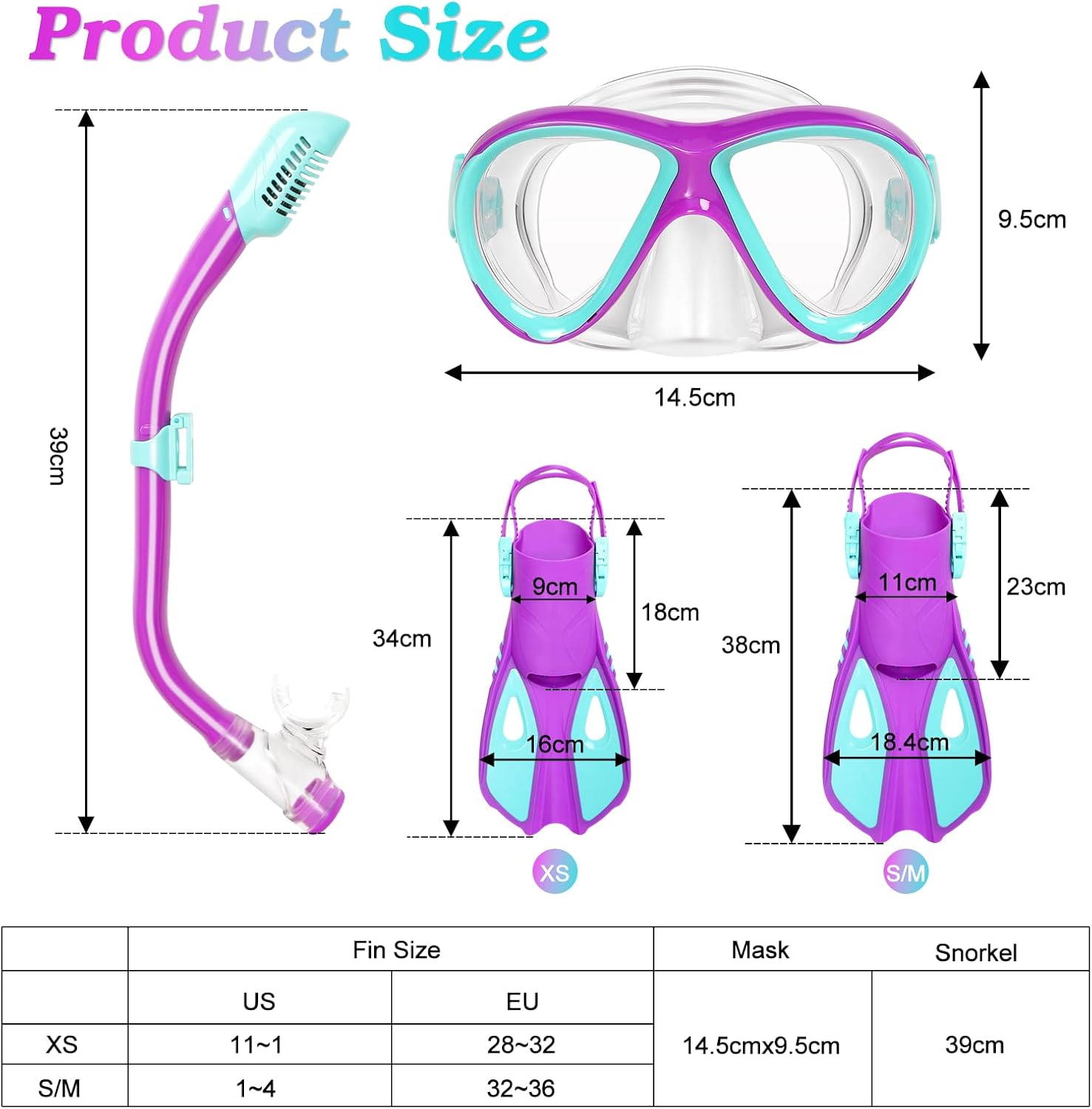 Snorkeling Gear for Kids Ages 5-15, 4 in 1 Mask Fins Snorkel Set with HD Tempered Glass Panoramic View Anti-Fog Mask, Dry Top Snorkel, Adjustable Trek Fins, and Mesh Bag, Kids Snorkel Set for Youth - Image 5