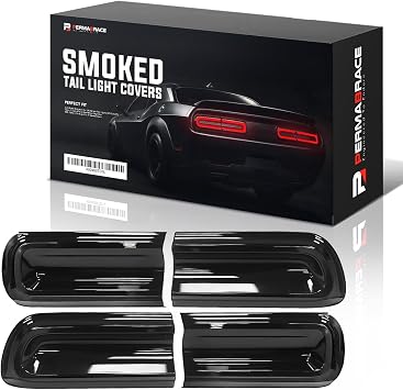 Smoked Tail Light Covers for Dodge Challenger 2015-2023, Tinted Black Rear Lens Guards4PC Set, Easy No-Drill Installation with 3M Adhesive
