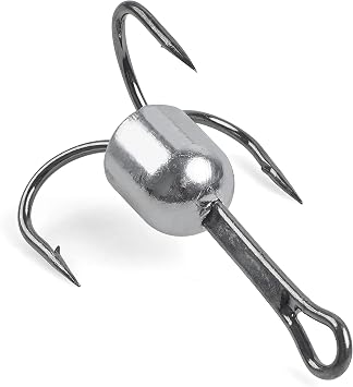 Snagging Weighted Treble Hooks, 5pcs Snagging Hooks Large Weighted Fishing Hooks Saltwater Treble Bunker Snag Hook for Tuna Swordfish Striper Halibut Trolling 5/0 6/0 8/0 10/0