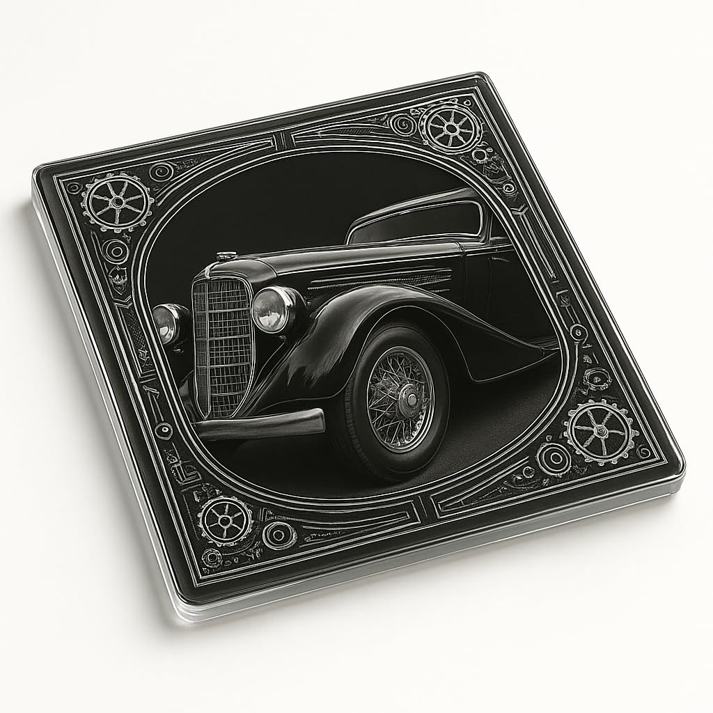 Acrylic Coaster Gift with Vintage Car Enthusiast Design - Nostalgic Automotive Decor for Classic Car Lovers