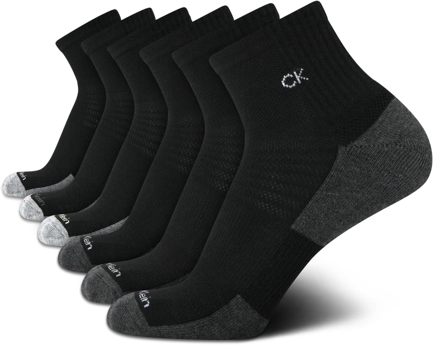 Calvin Klein Mens Quarter Socks - 6 Pack Cushioned Mini Crew Athletic Socks for Men, Ideal for Running, Sport, and Hiking