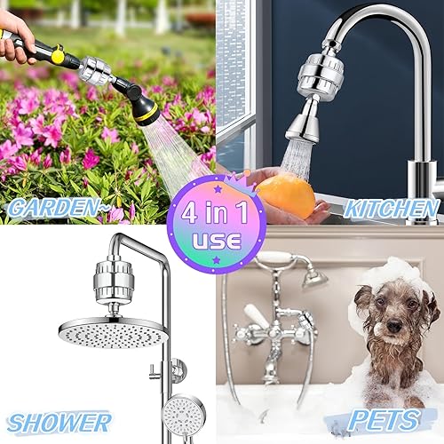 Miniatura 4 de liangyu - Filtro de ducha de 20 etapas para agua dura con 2 cartuchos de filtro reemplazables, filtro de agua de ducha de alta presión para eliminar