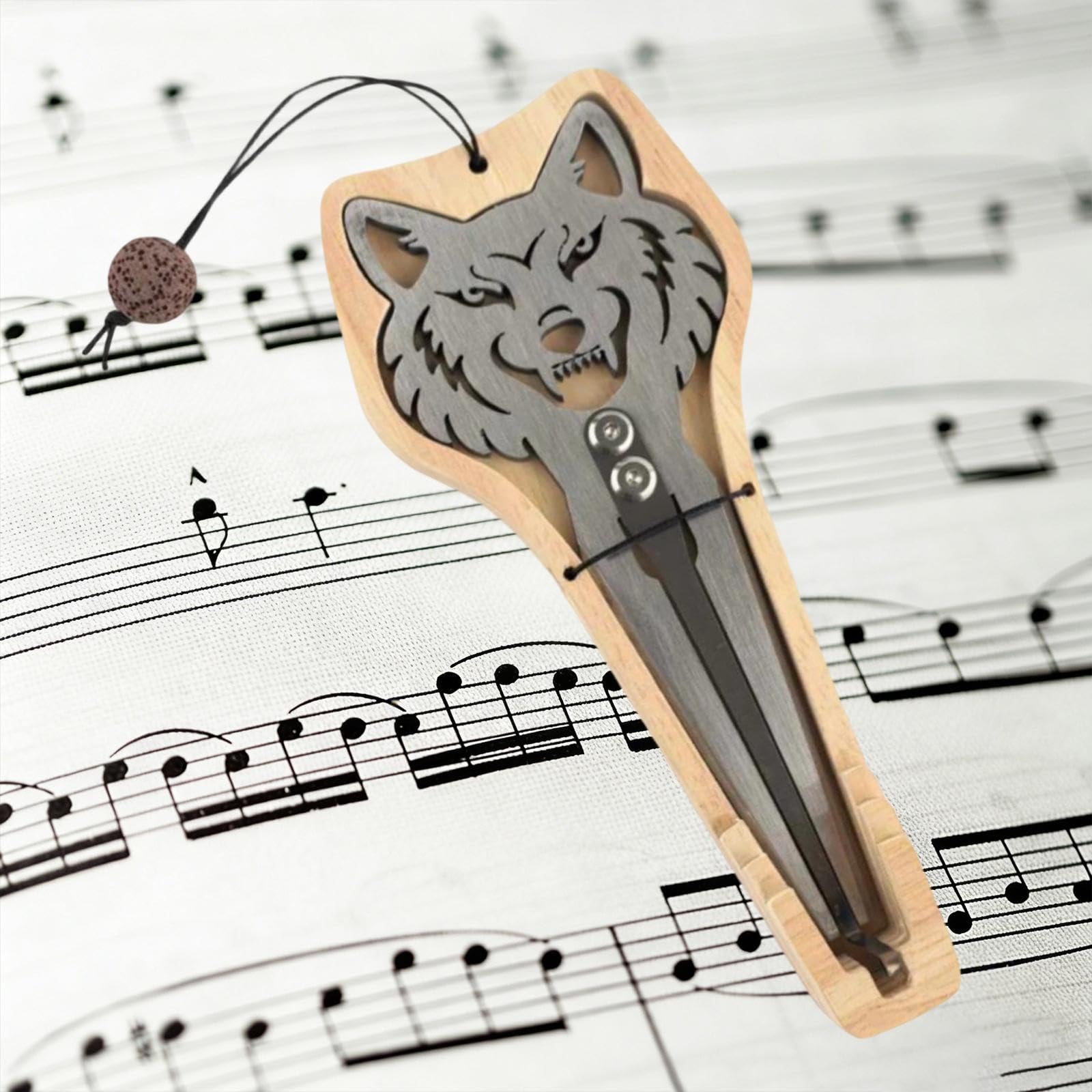 predolo Maultrommel mit Koffer – Hochleistungs-Leichtbau-Instrument aus robustem Edelstahl – Geschenkidee, Wolf