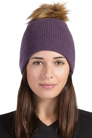 Fishers Finery Womens 100% Cashmere Beanie Hat with Pom