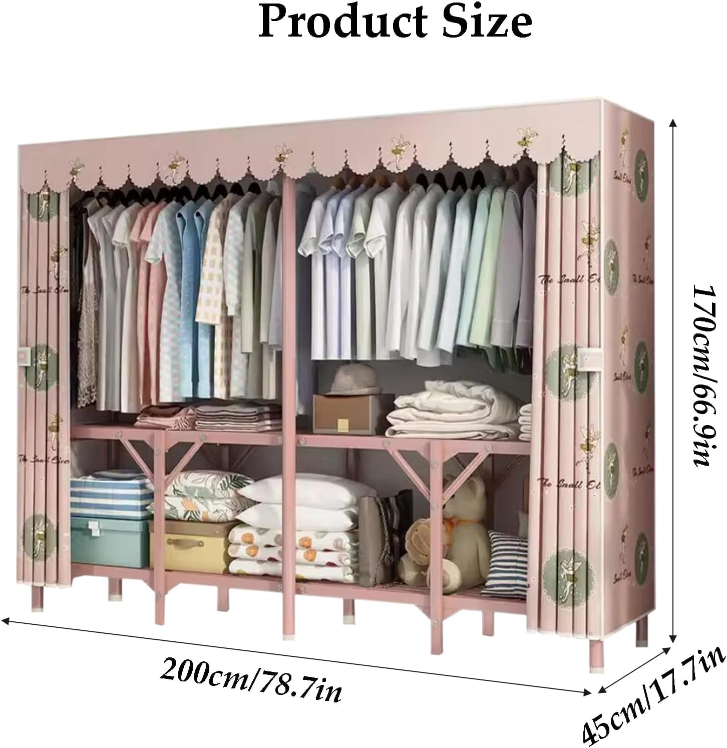 Portable Closet Portable Metal Iron Wardrobe Storage Closet Easy to Assemblev Foldable Wardrobe for Hanging Saves Space Clothes Closet Spacious