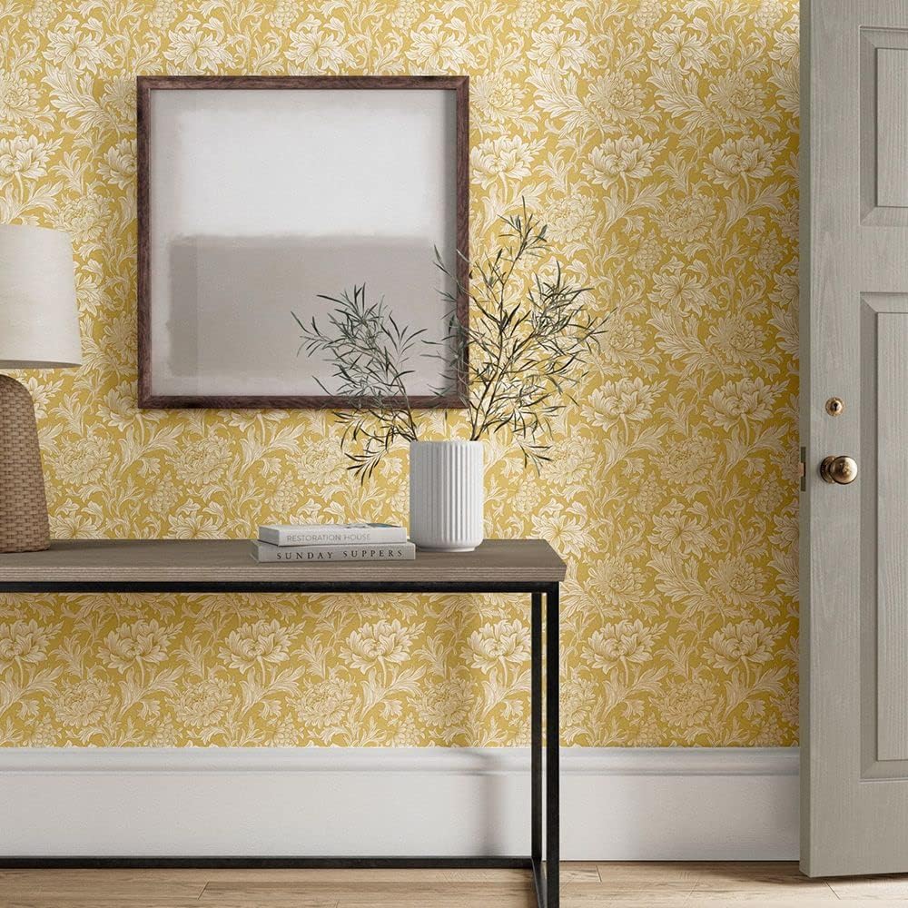 熱販売 壁紙屋本舗 ウィリアム モリス 壁紙 花柄 黄色 イエロー クリサンセマム Chrysanthemum 巾