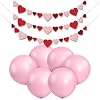 KatchOn, Felt Valentines Day Garland - 3 String, 8.2 Feet | Pink Balloons for Galentines Day Decorations - 18 Inch, Pack of 15 | Red Heart Garland, Valentines Day Decorations | Pink Balloons for Arch