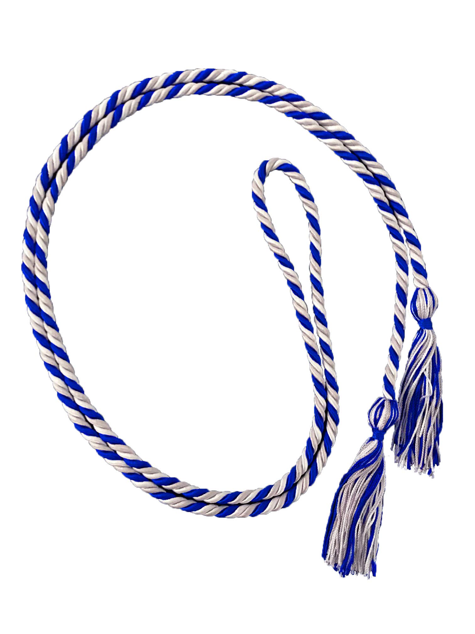 Graduation Honor Cord - Pack of 10 (Royal Blue/Silver/White)