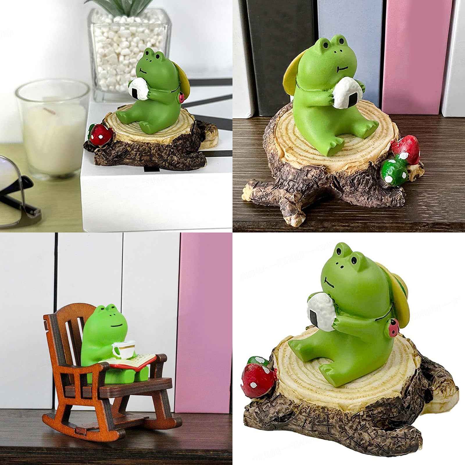 POPETPOP Gartenfigur Schlafender Frosch | Aus Kunstharz | Für Garten, Balkon, Schreibtisch | Größe Ca. 9.5x4x3 Cm