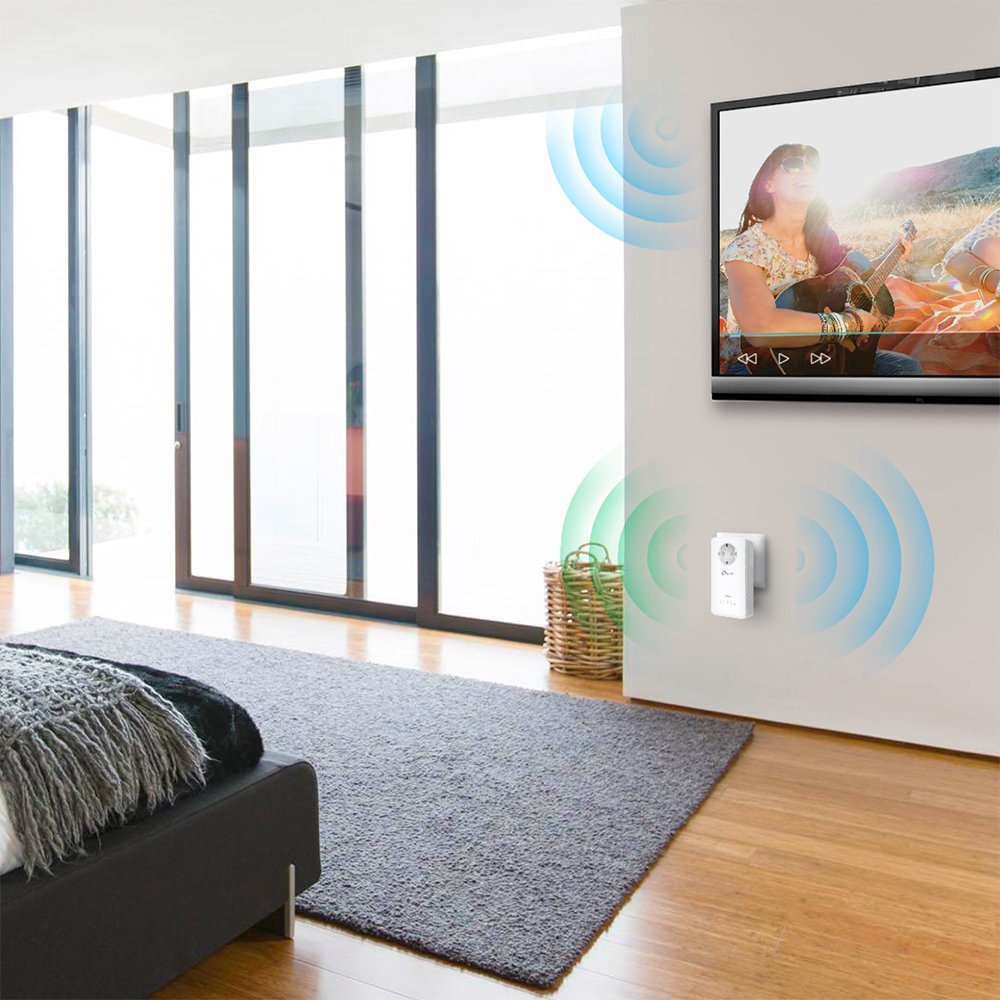 TP-Link TL-WPA8630P AV1300 Wi-Fi Netzteil mit 1300Mbps Powerline Adaptern (300 Mbps in 2,4 GHz und 867 Mbps in 5 GHz, 3 Ethernet-Ports, integrierter Stecker)