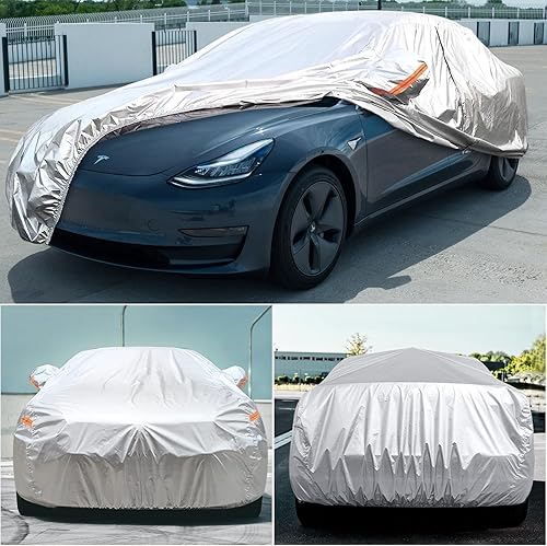 Miniatura 6 de SEAZEN Funda impermeable para automóvil para todo tipo de clima, fundas de automóvil para exteriores con puerta con cremallera, protección contra el