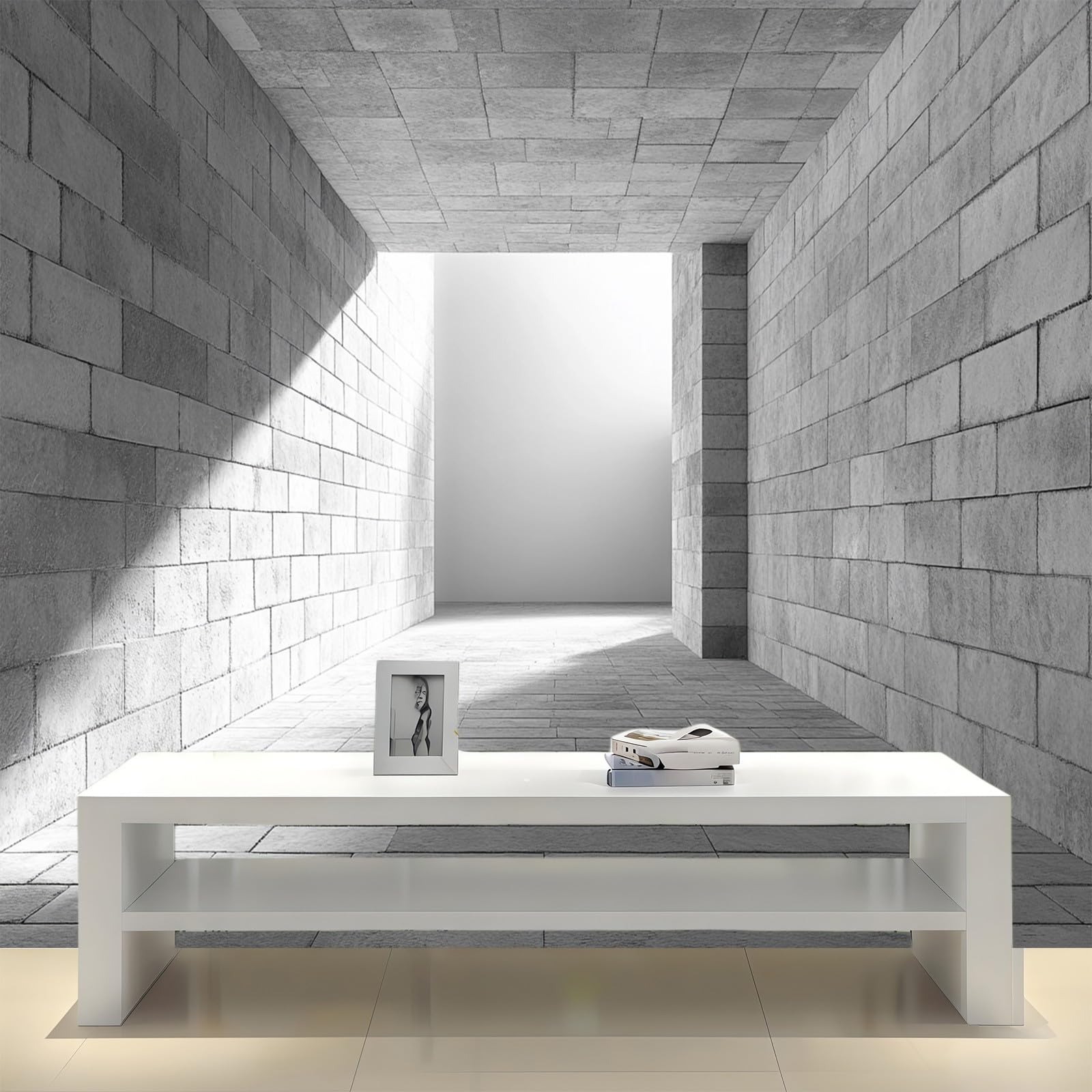 Carta da Parati Murale Muro di mattoni geometrico 200 x 140 cm Fotomurale Grigio Decorazione Parete Moderna per Soggiorno Camera da Letto