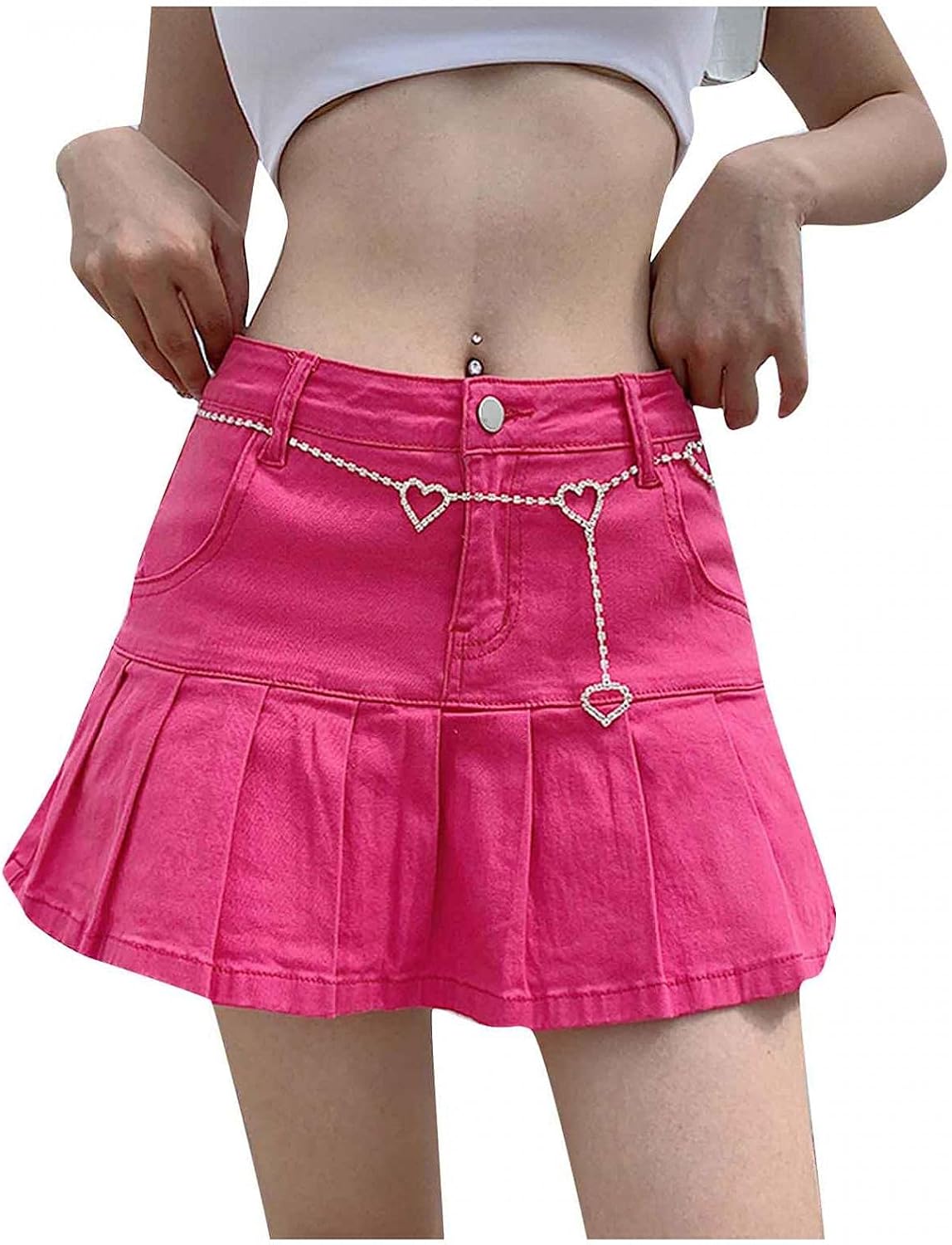 Gonna in jeans per adolescenti, con pieghe, gotico, da donna, mini gonna, Y2k, in denim, elasticizzata, a matita, sexy, con bottoni Gonna in jeans per adolescenti, con pieghe, gotico, da donna, mini gonna, Y2k, in denim, elasticizzata, a matita, sexy, con bottoni
