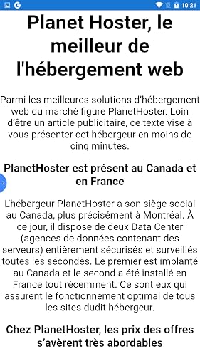 Planet Hoster, le meilleur de l'hébergement web – vue 3