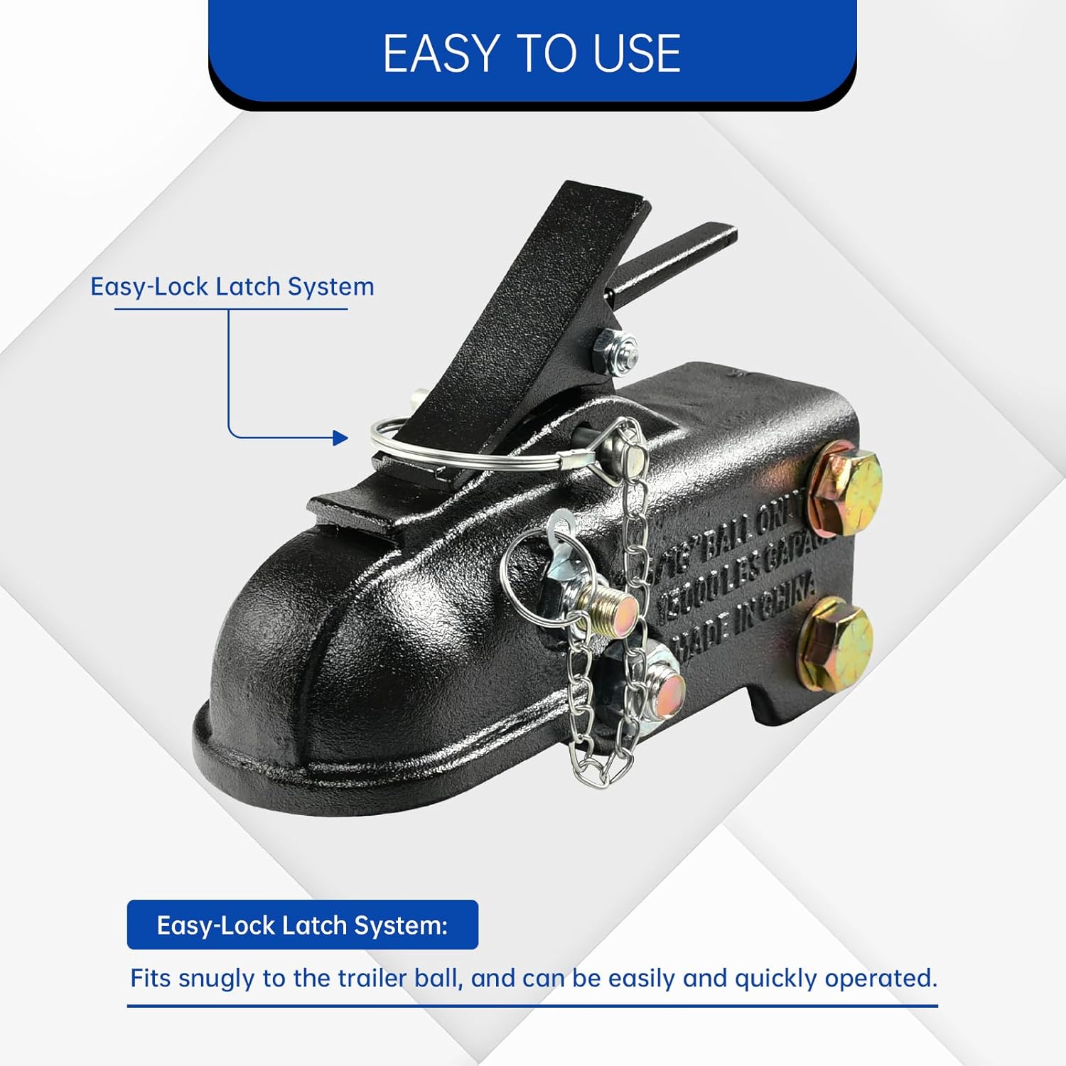 2-5/16" Adjustable Trailer Coupler, 15000LBS Capacity Heavy Duty Channel-Mount Cast Coupler with Fastener, Black - Image 4