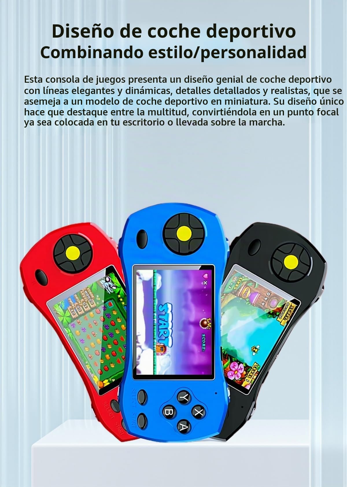 CZT 3.0" Forma de Coche Deportivo Consola de Videojuegos 250 Juegos de 64 bits Compatible con Salida de TV Rompecabezas Portátil para niños Regalo Ideal de Cumpleaños Ocio