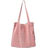 Corduroy Tote Bag for Women Girl Canvas Shoulder Handbags Cute Large Purse