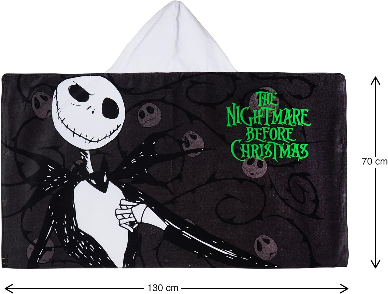The Nightmare Before Christmas Hooded Towel Jack Skellington Poncho 100% Cotton Beach Towel Dress Up Bath Towel Swimming Wrap