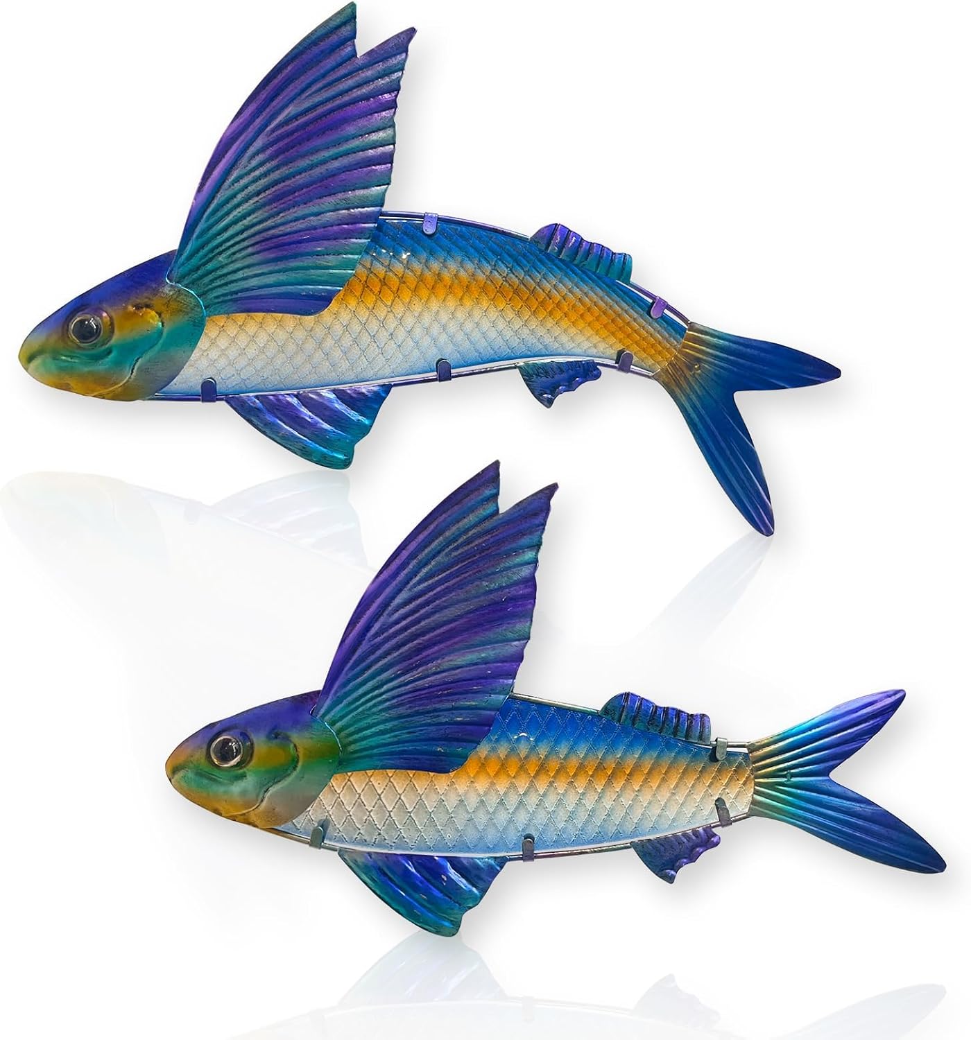 LIFFY Metal Fish Wall Decor -Outdoor Metal Fish Wall Decor - Indoor Art Sculpture - Hanging Decorations for Home, Garden, Bedroom, Sculptures, Ocean, Pool(2 Pcs,15 inch)